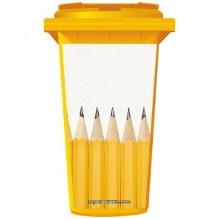 Sharp Yellow Pencils Wheelie Bin Sticker Panel